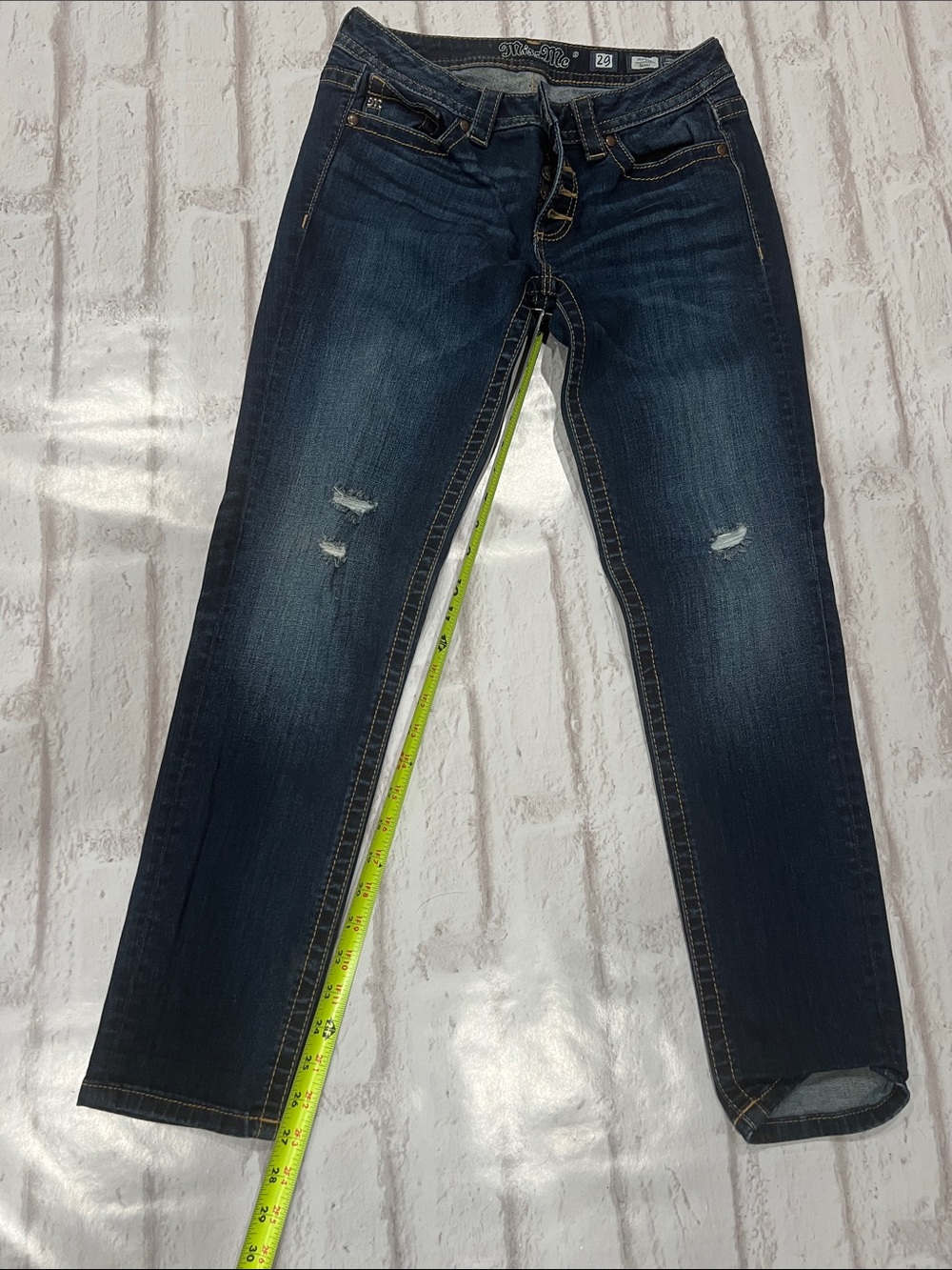 Miss Me Dark Blue Skinny Jeans with Knee Distress
